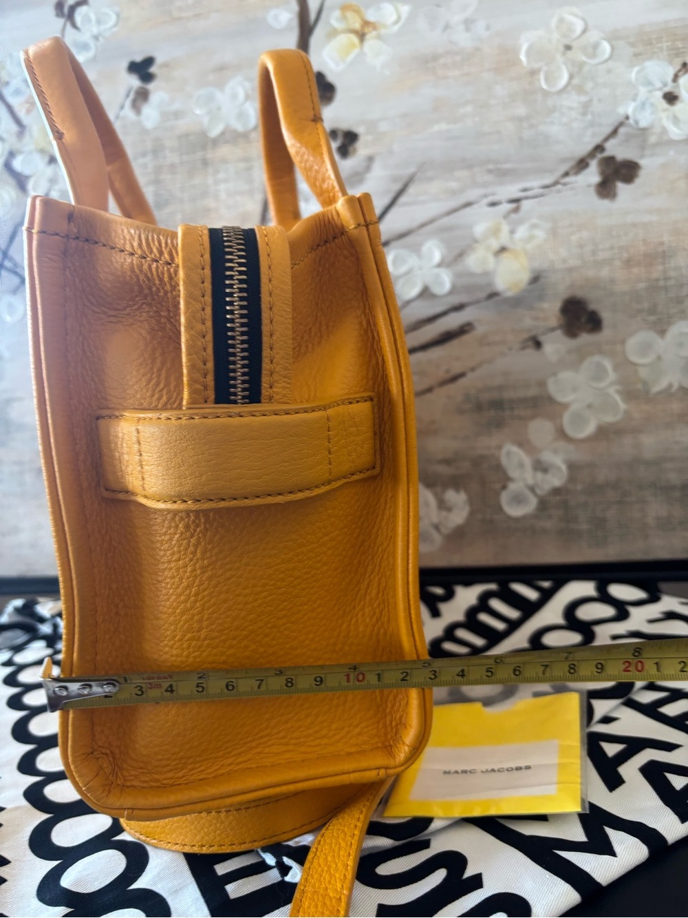 Marc Jacobs Pebbled Leather The Tote Bag SMALL in Mustard - Picture 13 of 16